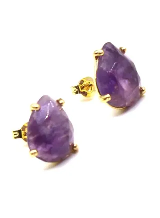 Natural Amethyst Crystals Earrings 