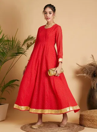 Foil Print Anarkali Maxi Dress 