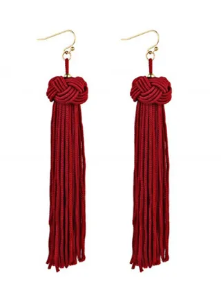 Woven Long Knotted Tassel Earrings 13 x 1.1 Centimeter 