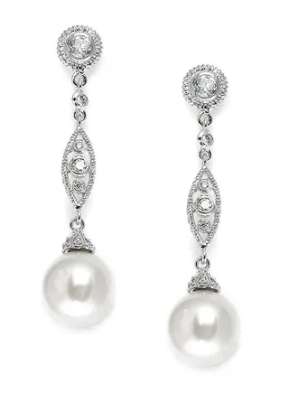 Vintage Wedding And Dangle Bridal Earrings With Pearl 
