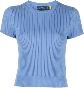 Short-Sleeved Rib Knit Top