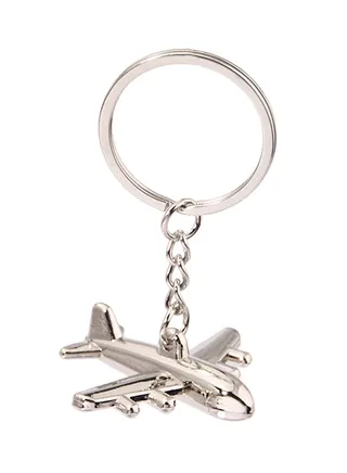 Creative Metal Airplane Keychain Alloy Car Keyring Pendant Silver 