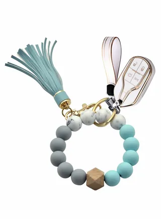 Key Ring Bracelet Women Beaded Wristlet Keychain 