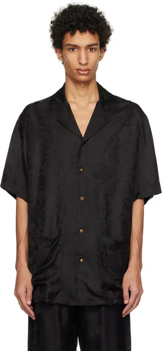 Versace Underwear Black Barocco Pyjama Shirt