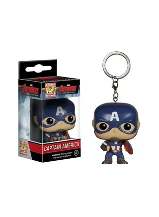 Marvel Captain America Bobble Head Keychain Blue/Grey/Beige 