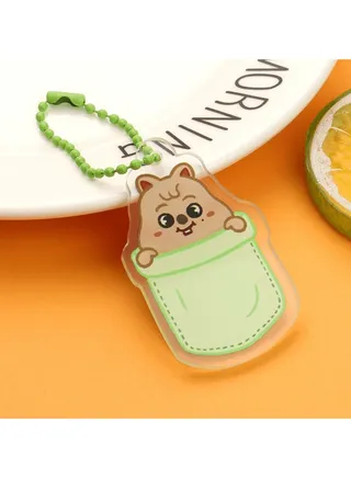 Stray Kids Reversible Printed Bead Keychain Clear Acrylic Pendant 