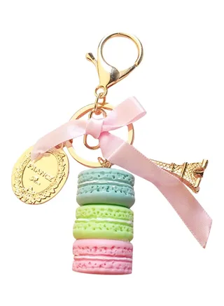 Lovely Macarons Key Chain Tassel Type Ring Bag Car Pendant Gold/Pink/Green 
