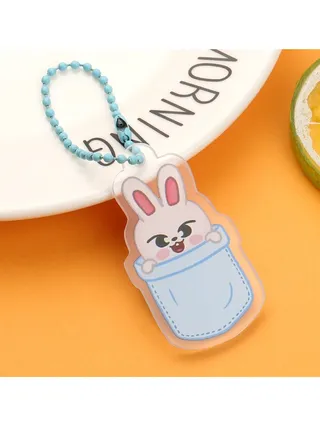 Stray Kids Reversible Printed Bead Keychain Clear Acrylic Pendant 