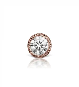 2.5MM Scalloped Diamond Rose Gold Thread Through Single Earring