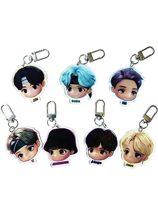 7 Pieces BTS Backpack Charm Keychain 