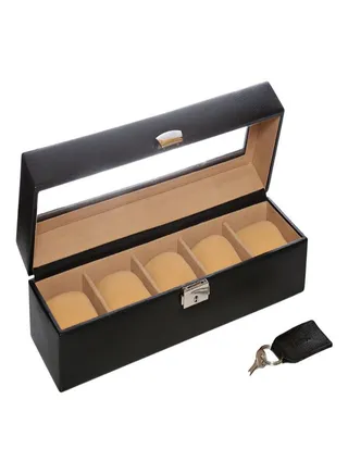unisex Glass Top Leather Watches  Box 