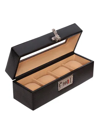 unisex Glass Top Leather Watches  Box 