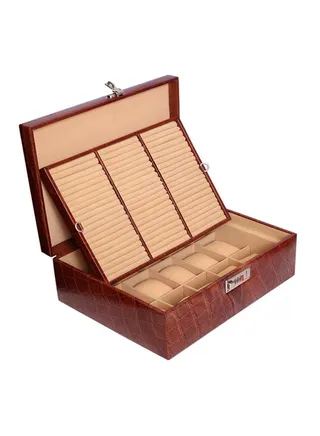 unisex Leather Watches And Jewellery Box 