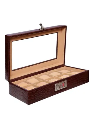 unisex Glass Top Leather Watches  Box 