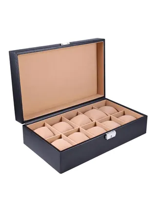 unisex 10-Grid Leather Watch Box 