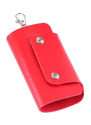 Magnetic Button Keychain Holder Case Red 