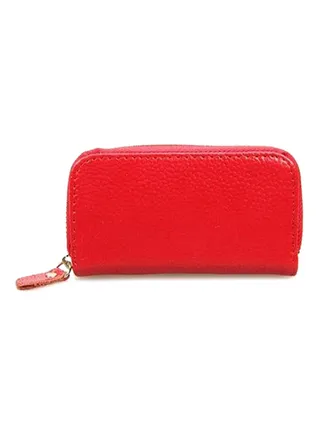 Faux Leather Car Keychain Holder Red 
