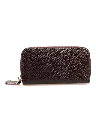 Faux Leather Car Keychain Holder Brown 