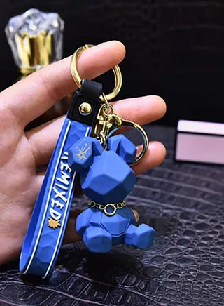 Blue Bear Charm Key Chain 