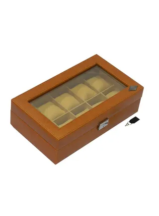 unisex Designer Faux Leather Watch Box With Glass Top 