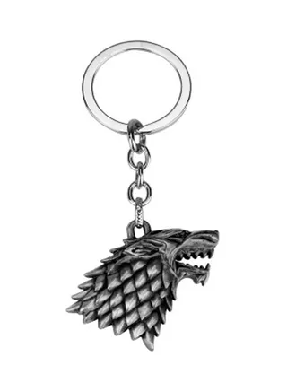 Game Of Thrones House Stark Wolf Head Key Ring Silver/Grey/Black 