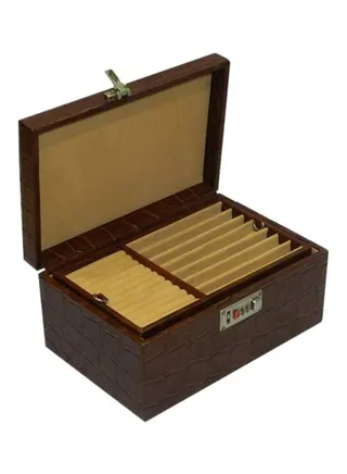 8-Grid Leather Watch Box With Pen And Ring Holder 