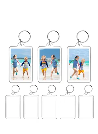 25 Pieces Acrylic Photo Frame Keychain Holder DIY Clear Acrylic Picture Key Chains  (6.2X3.6cm) 