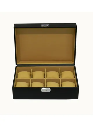 Laveri Watch Box for Men Women (08 Slots), Premium  Leather Watch Case  Organizer with Lock, Removable Pillow 