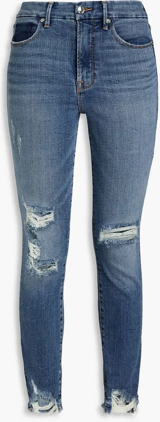 Good Waist cropped distressed high-rise skinny jeans