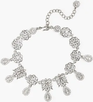 Silver-tone crystal choker