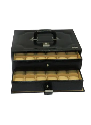 Laveri Watch Box for Men Women (36 Slots), Premium  Leather Watch Case  Organizer with Crystal Glass Top, Removable Pillow 