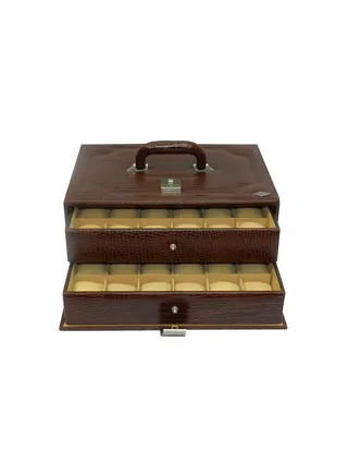Laveri Watch Box for Men Women (36 Slots), Premium  Leather Watch Case  Organizer with Crystal Glass Top, Removable Pillow 