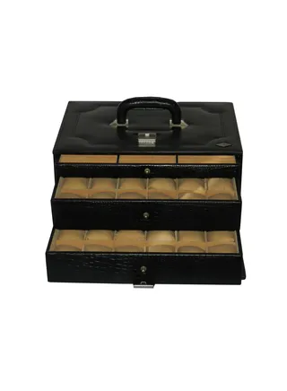 Laveri Watch Box for Men Women (36 Watches , Pens , Rings Slots), Premium  Leather Watch Case  Organizer with Crystal Glass Top, Removable Pillow 