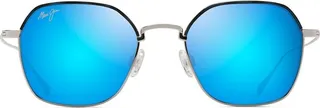 Maui Jim Moon Doggy Fashion Sunglasses - Blue lenses with Silver frame