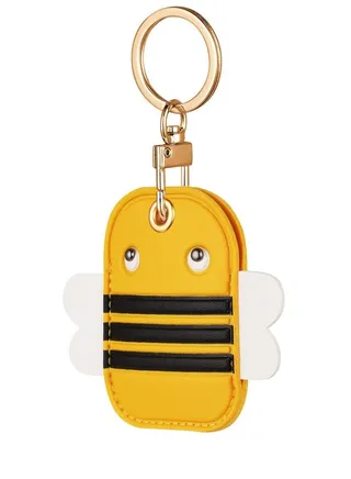 360° Protective Case for AirTag Cartoon Bee Leather AirTag Keyring Case For Apple Airtag Holder Lightweight Anti Scratch Easy Installation Soft Full Body Shockproof for Luggage Keys Dog Collar 