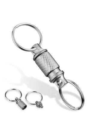 Quick Release Keychain, Advanced Titanium Swivel Clip, 360 ° Pull Apart Detachable Keychain,Mini But Heavy Duty Keychain, with 2 Stainless Steel Key Rings 