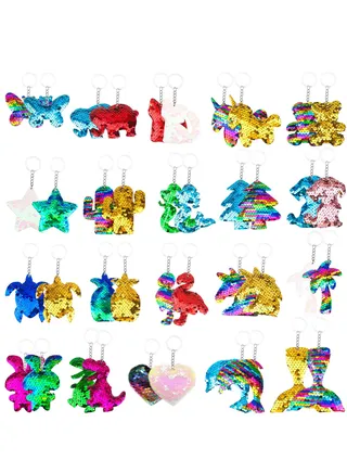 Colorful Sequin Keychains, Girls Keyrings Party Bags Fillers, Reversible Sequins, Birthday Gifts Supplies, for Kids and Adults Favors Backpack Accessories 40 pcs 