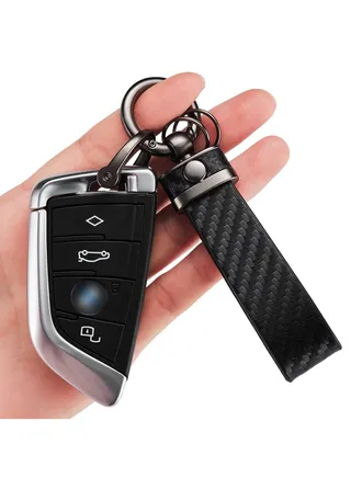 Carbon Fiber Style Car Keychain Microfiber Leather Key Chain Universal Chains for Fobs Men and Women 