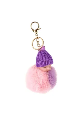 Rabbit Fur Ball Sleeping Doll Pendant Key Chain Multicolour 