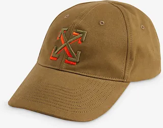 Mens Army Green Orange Arrow Logo-embroidered Cotton-twill Baseball cap