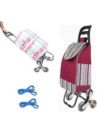 Shopping Cart Heavy Duty Grocery Cart With Rubber Tri Wheel For Easy To Climb Stairs Large Capacity Waterproof Bag Trolley Shopping Cart Red Yly2043Rd 