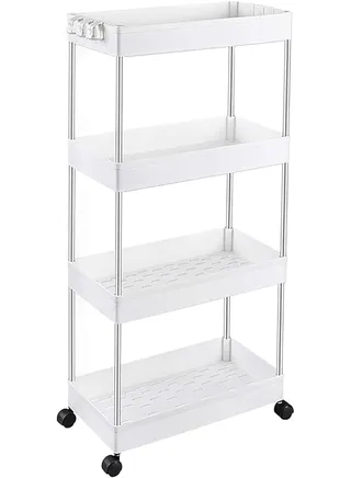 Rolling Storage Cart Slim Rolling Trolley On Wheels Mobile Utility Cart Spacesaving Organizer Shelf For Kitchen Bathroom Laundry Narrow Placeswhite (15.7 X 6.88 X 33.9) 