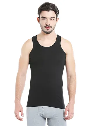 Sleeveless Cotton Vest Black 