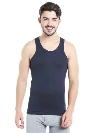 Sleeveless Cotton Vest Navy Blue 