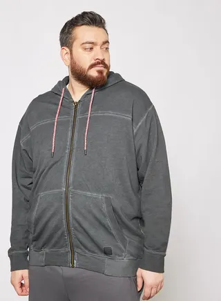 Plus Size Zip-Through Hoodie Charcoal 