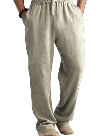 Solid Mid Rise Trousers Apricot 