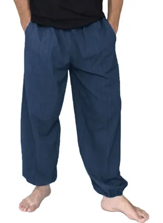 Solid Wide Leg Trousers Blue 