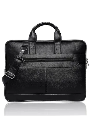 Men's Black Synthetic Leather Briefcase Best Laptop Messenger Bag Satchel for Men 