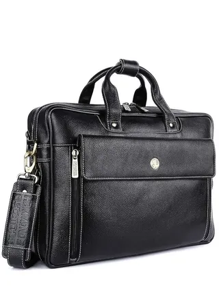 Original Bombay Leather 15.6 inch Expandable Laptop Messenger Bag Black 