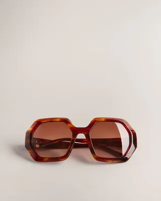 Oversized Chunky Octagon Sunglasses in Dark Orange